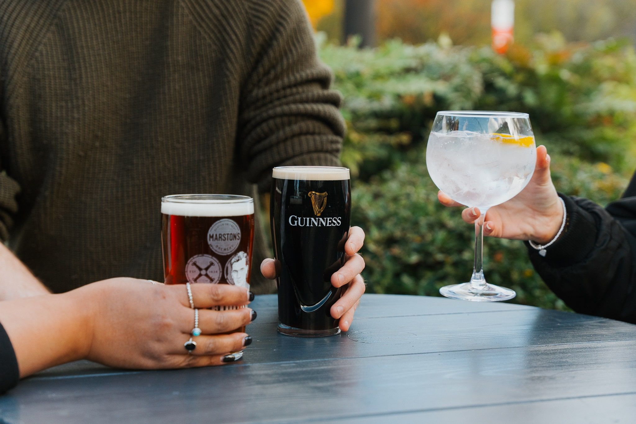 Pub beer garden at The Fox Drink in the great outdoors with us